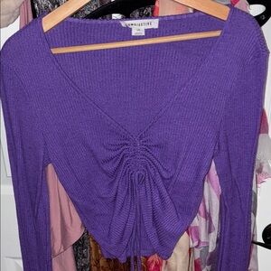 Purple Ruched Women's Blouse